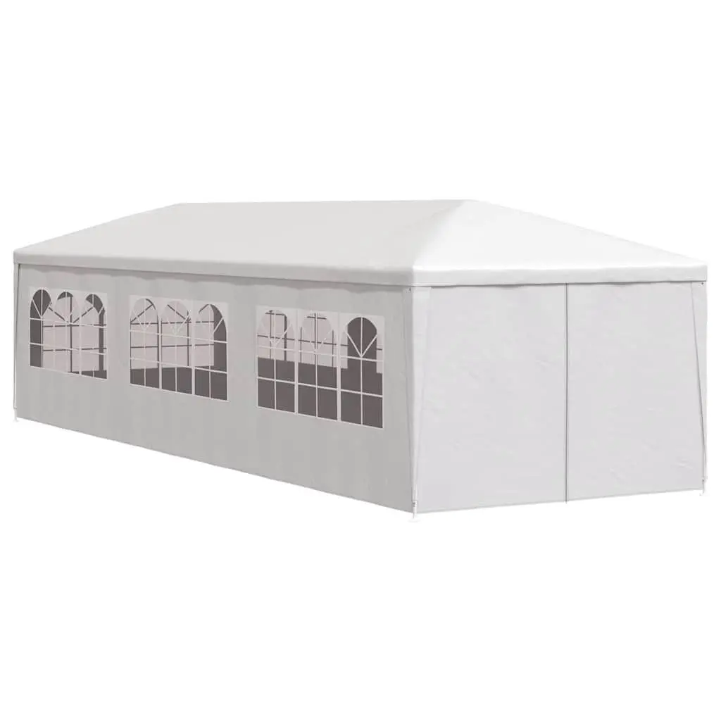 Party Tent Polyethylene 3x9 m White with Side Panels Door Windows