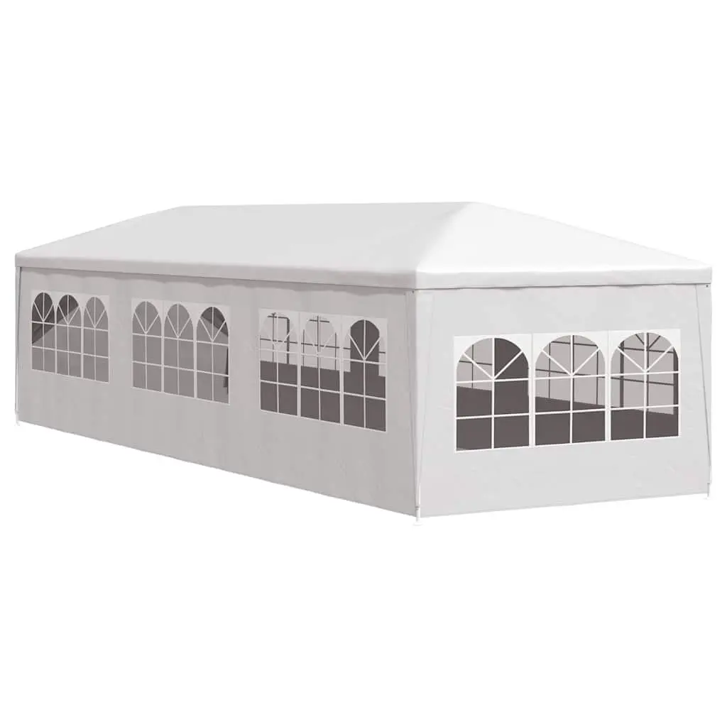Party Tent Polyethylene 3x9 m White with Side Panels Door Windows