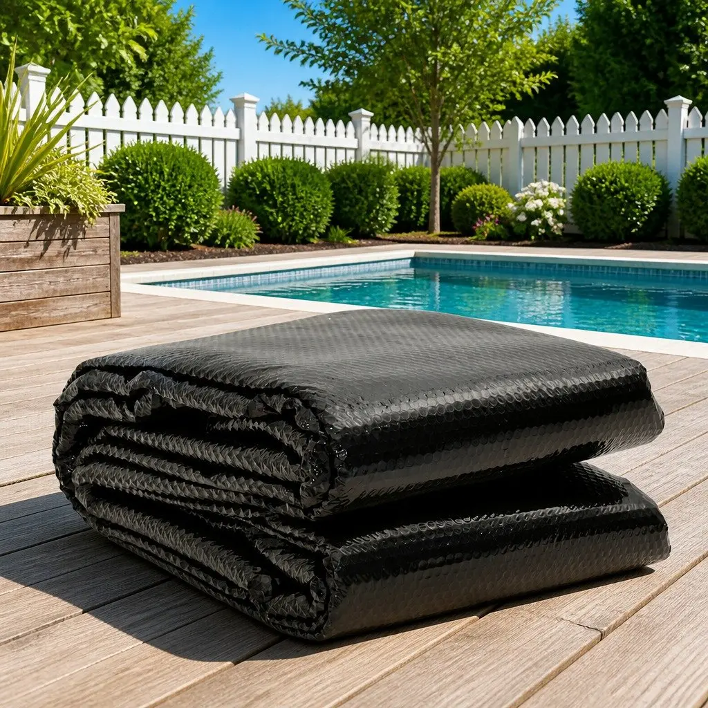 Solar Pool Cover 10 x 5m Black Floating Rectangular PE Bubble Heater Blanket