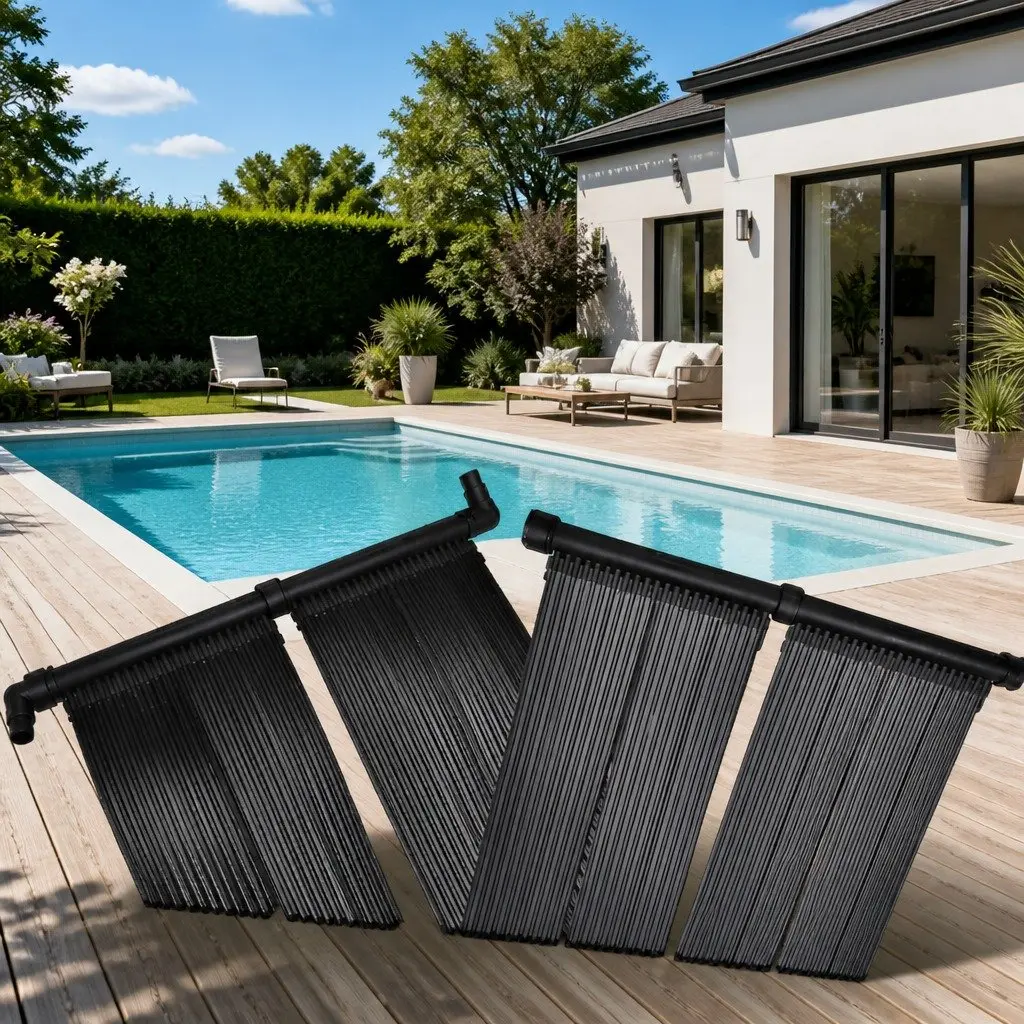 Solar Pool Heater Panel Black Ground Roof Mount 80x620cm Water Temperature Warmer