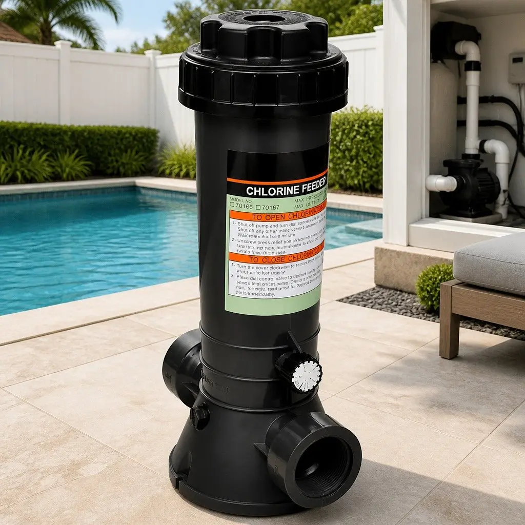 Automatic Chlorine Feeder Pressure Driven for Swimming Pool Filter System Adjustable Control Dial
