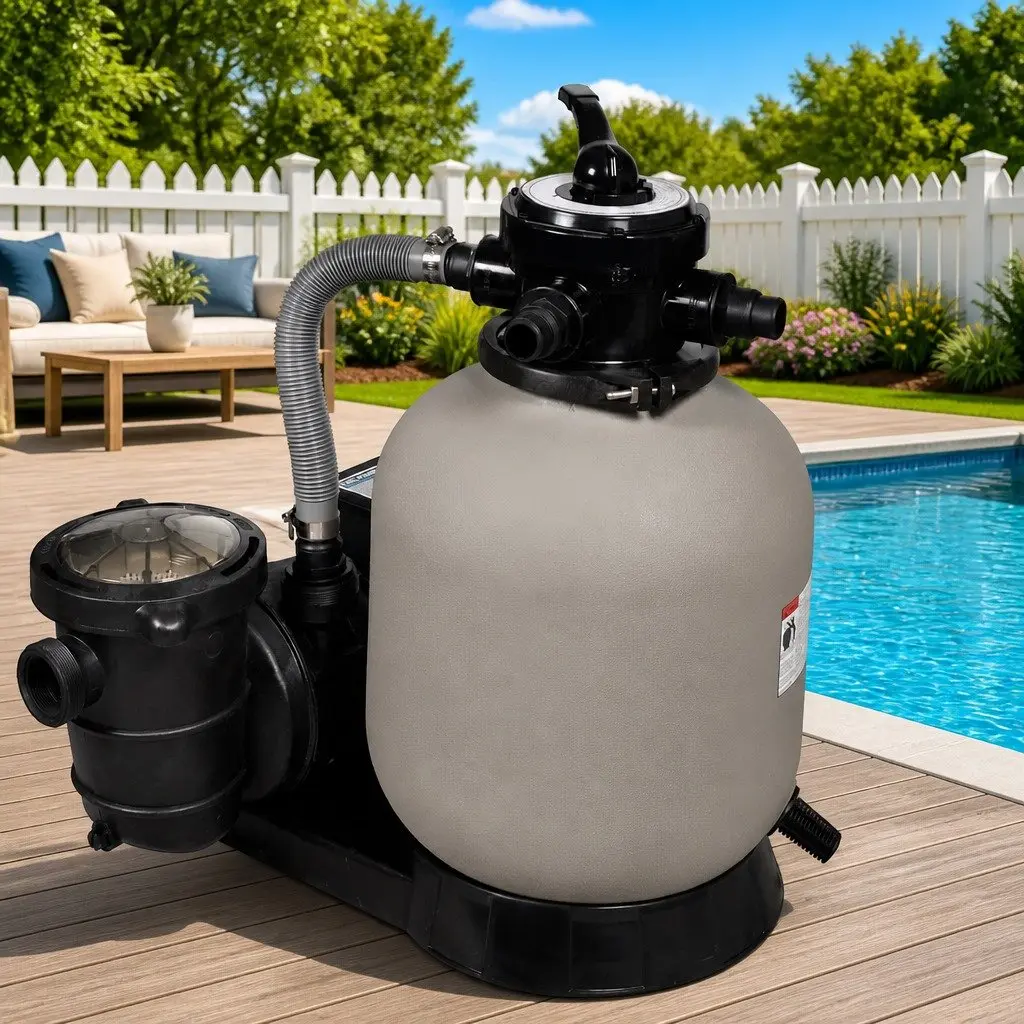 Sand Filter Pump 600W Above Ground Swimming Pool Cleaner 17000 L/H Durable Corrosion-Proof Tank
