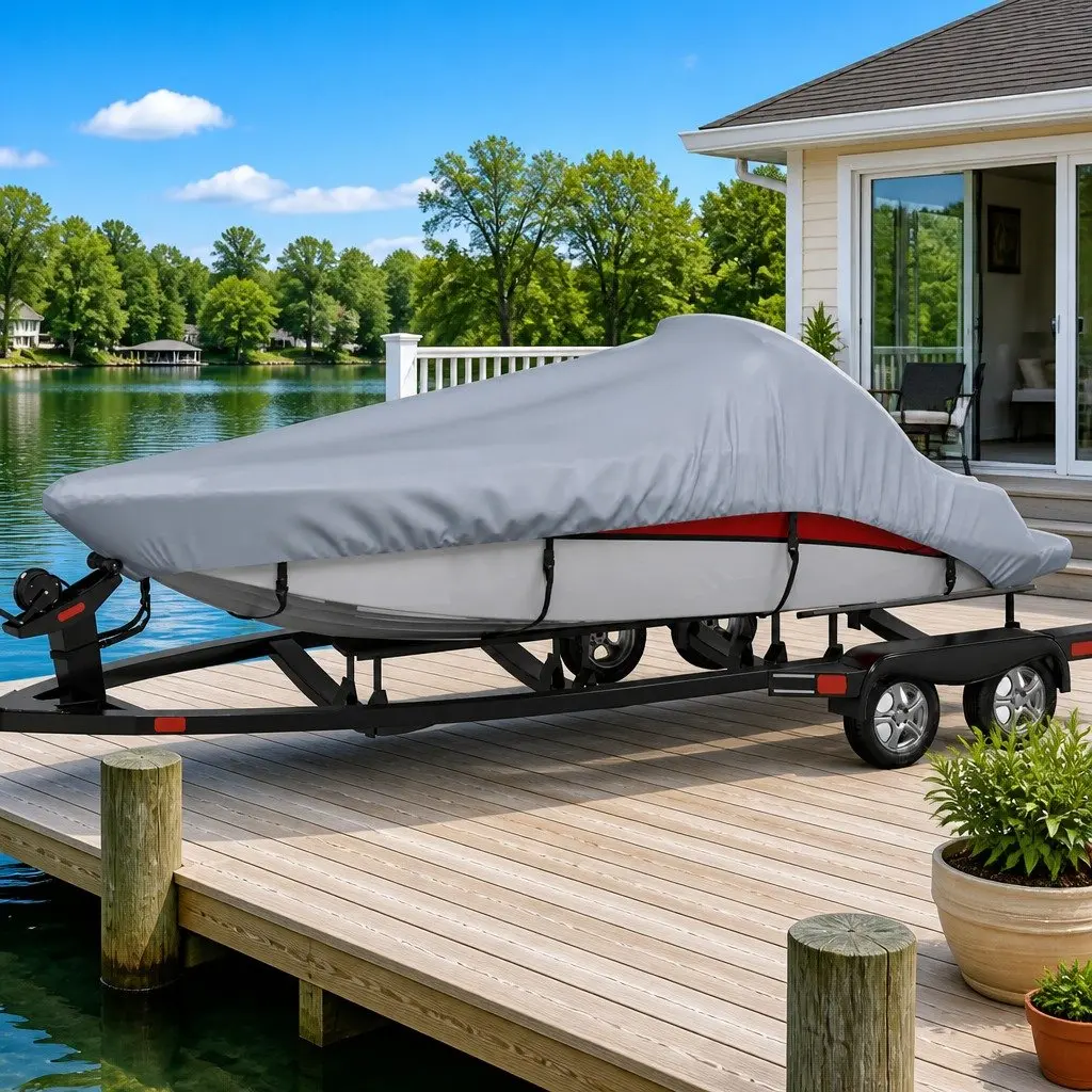 Boat Cover Heavy Duty Water Repellent Polyester 427-488cm Grey