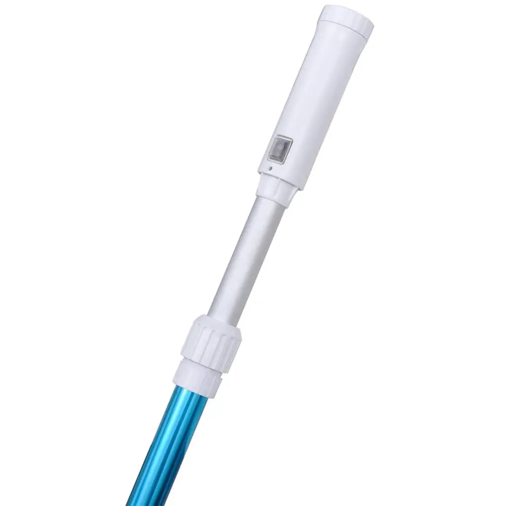 Pool Vacuum Cleaner Battery Operated Telescoping Aluminium Handle 130 to 195 cm Blue