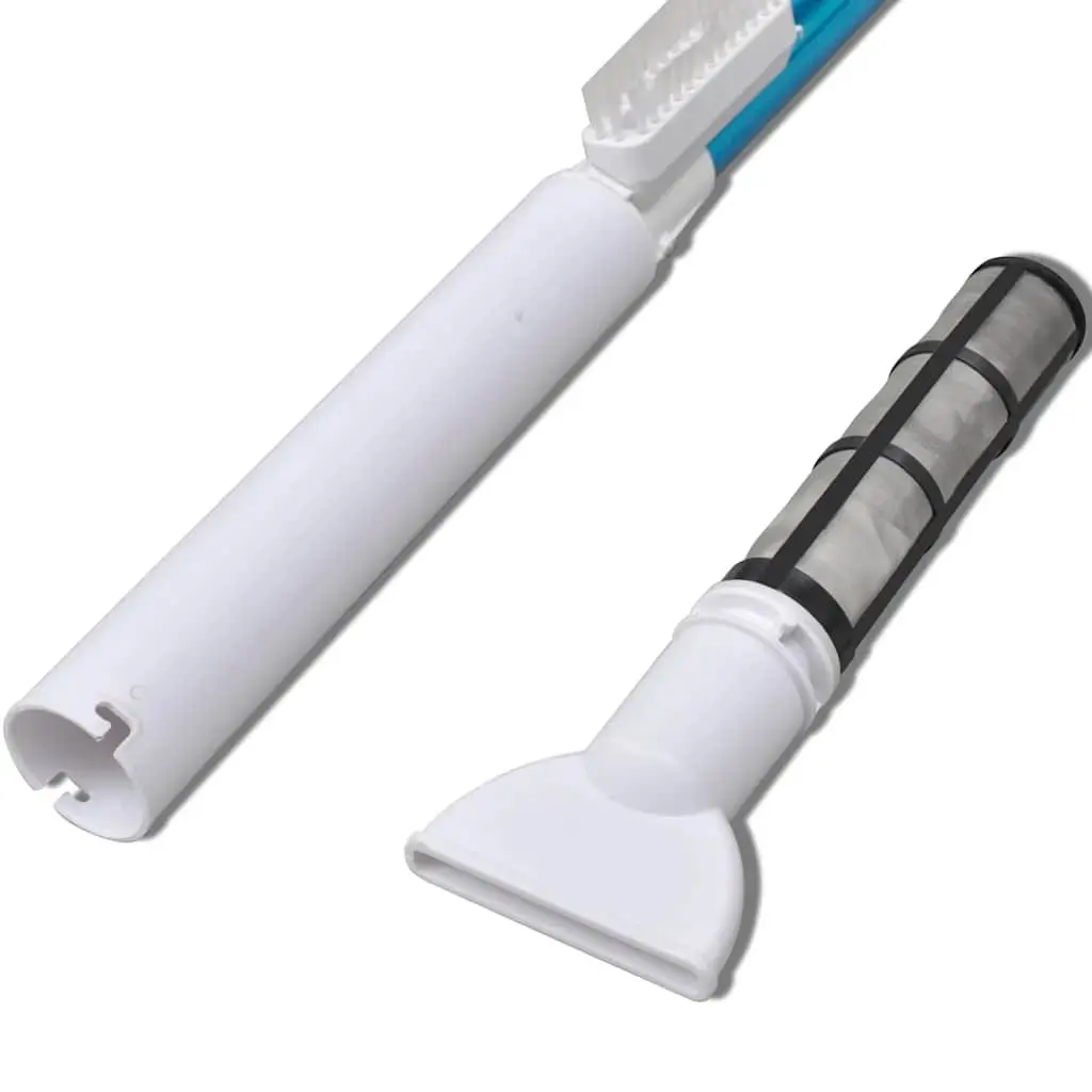 Pool Vacuum Cleaner Battery Operated Telescoping Aluminium Handle 130 to 195 cm Blue