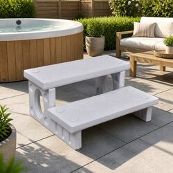 Spa Steps White Non-Skid Hot Tub Access Steps Reversible Treads Pool Accessories