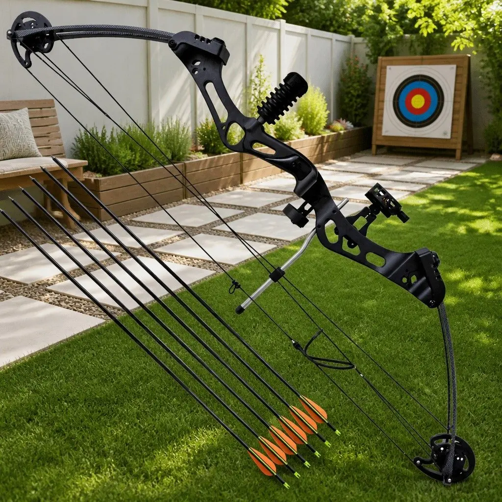 Compound Bow Lightweight Black 35 Inch Adjustable Draw Weight 40 to 50 lbs for Adult Archery Hunting
