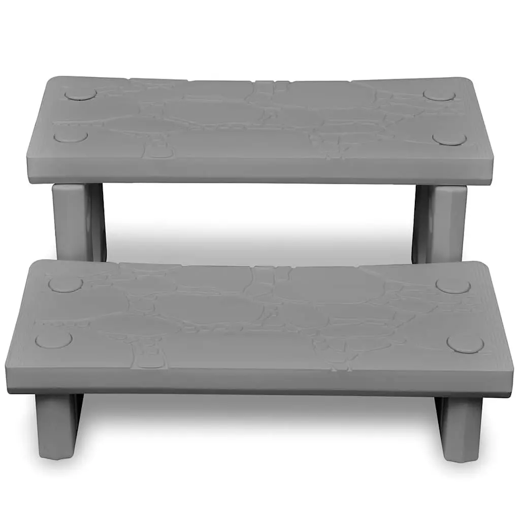 Spa Steps Non-Skid Surface Lightweight Plastic Grey