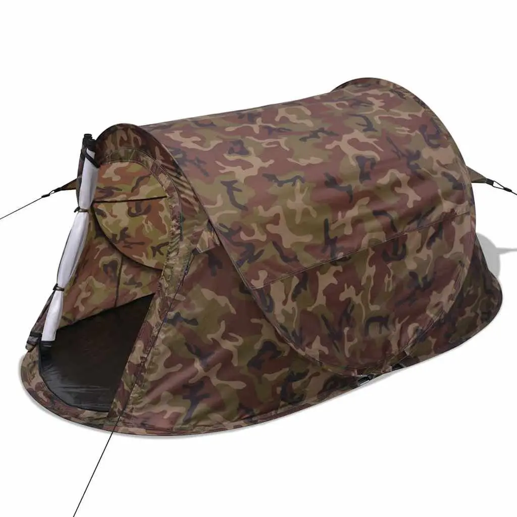 2-Person Pop-Up Tent Fibreglass Lightweight Silver Outdoor Quick Setup