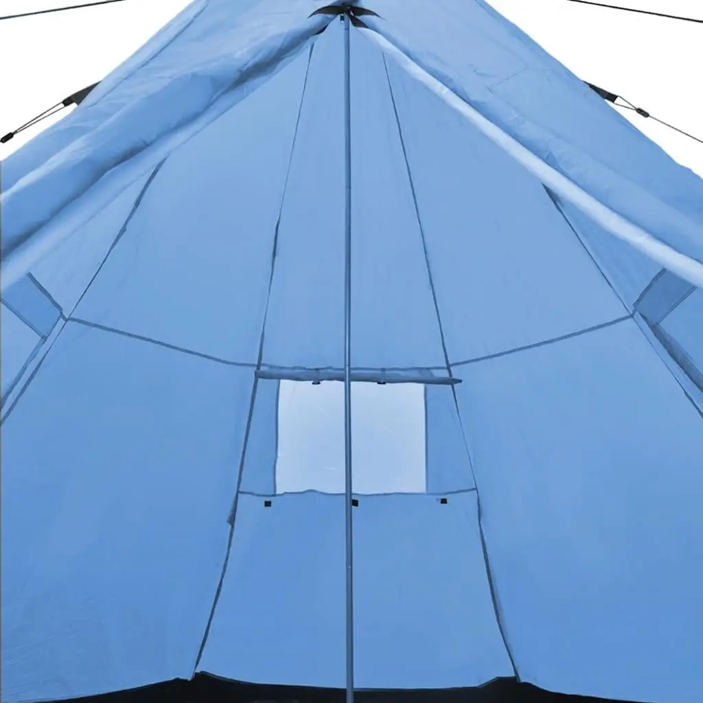 4-Person Tent Iron Frame Tipi Style Blue Outdoor Camping Shelter