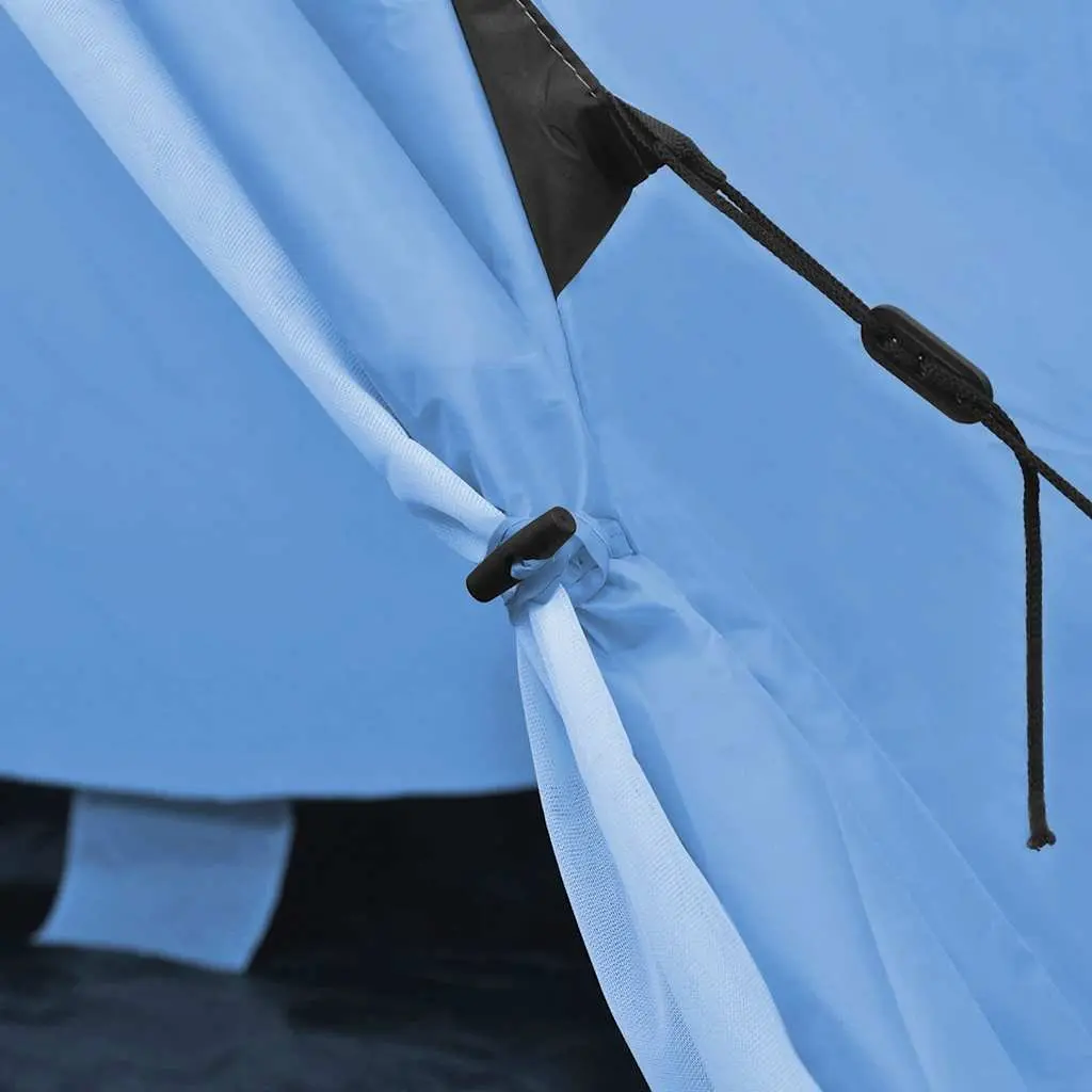 4-Person Tent Iron Frame Tipi Style Blue Outdoor Camping Shelter