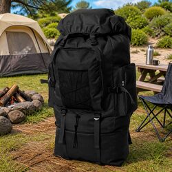 Practical 100L Black Army Backpack for Camping and Hiking