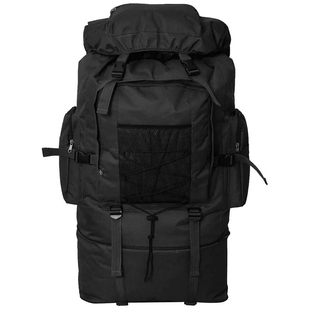 Army-Style Backpack 100L 78cm Black Durable Outdoor Hiking Camping Rucksack