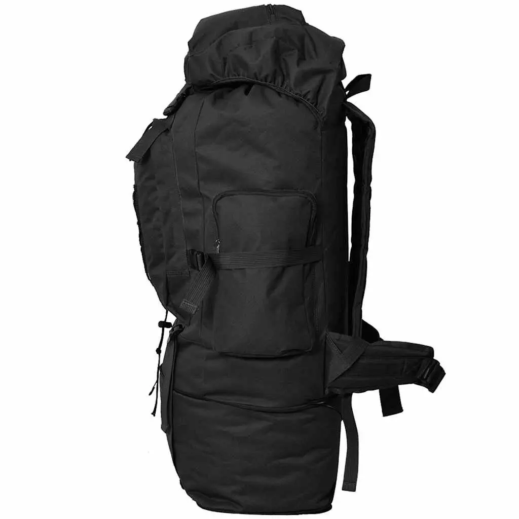 Army-Style Backpack 100L 78cm Black Durable Outdoor Hiking Camping Rucksack
