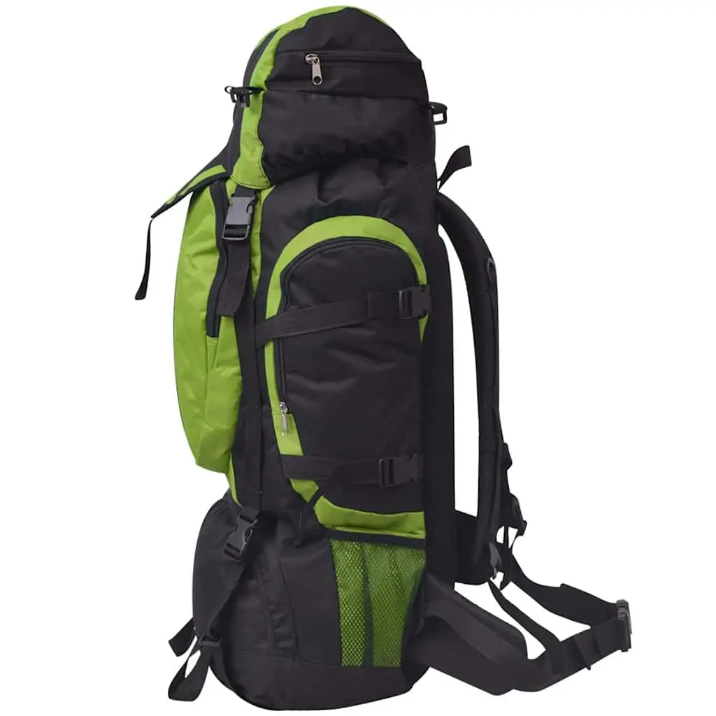 Hiking Backpack 75L Coated 600D Polyester Green Large Capacity