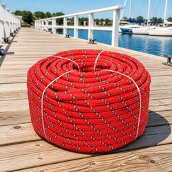 Red Polypropylene Marine Rope 12mm 50m Floating Dock Line Boating Sailing