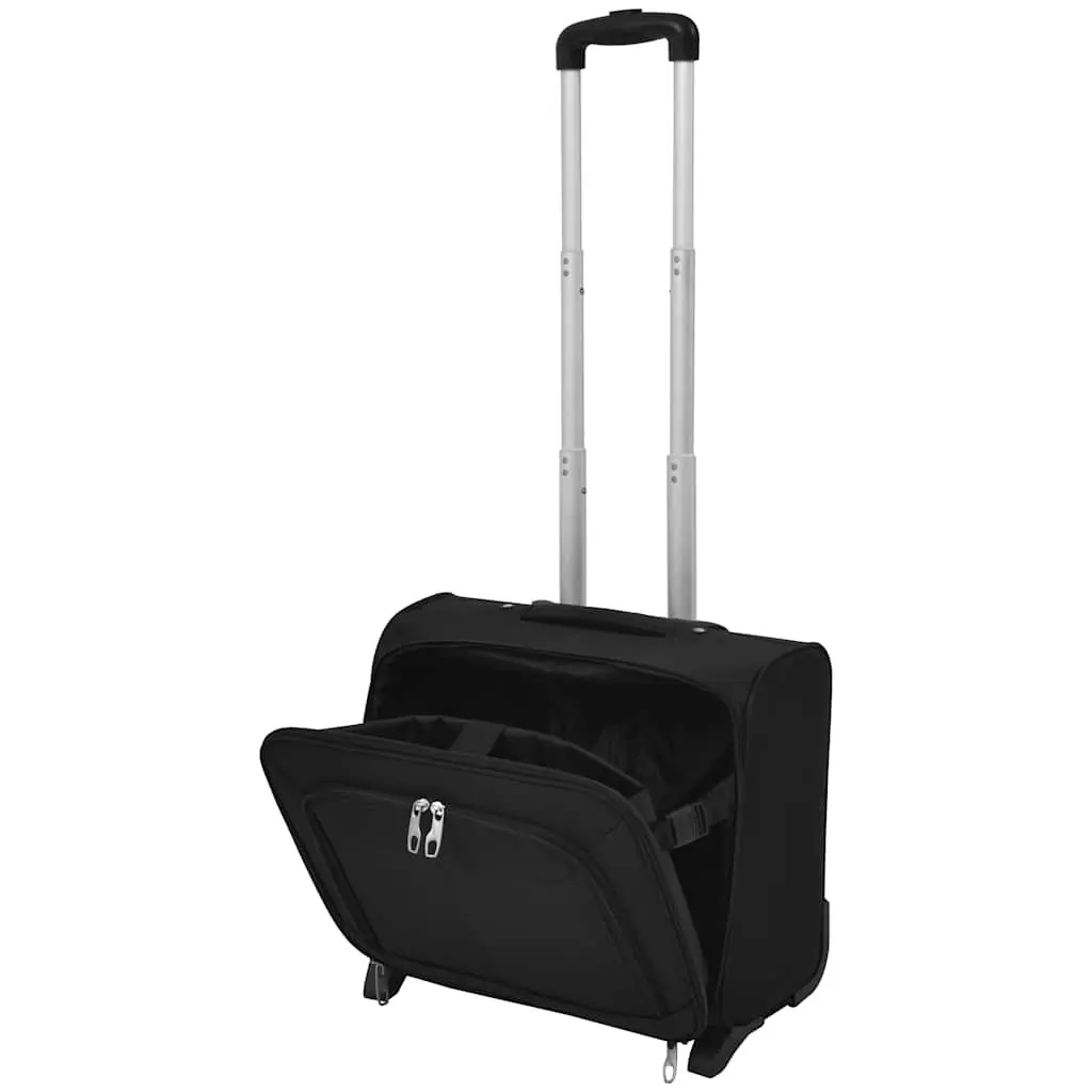 Pilot Trolley Carry-On Suitcase Coated Polyester 2 Wheels Telescopic Handle Black