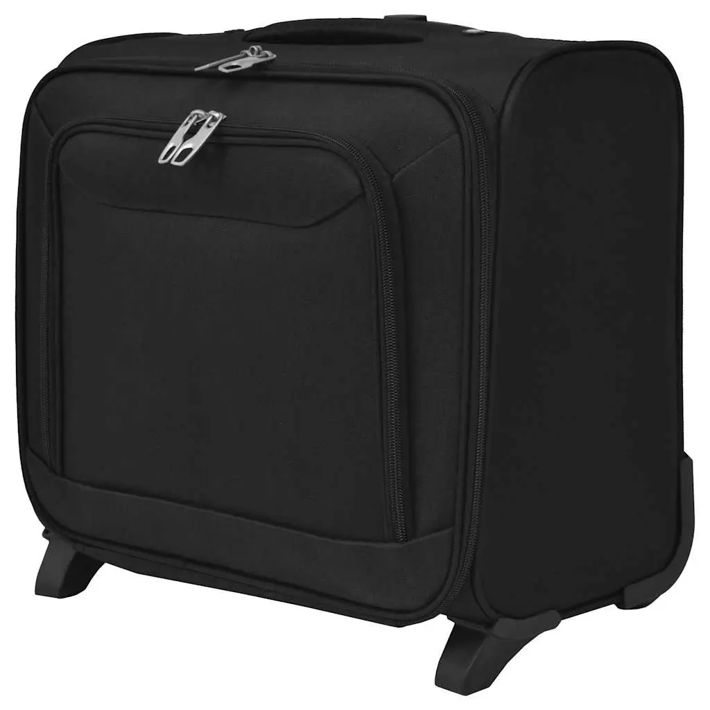 Pilot Trolley Carry-On Suitcase Coated Polyester 2 Wheels Telescopic Handle Black