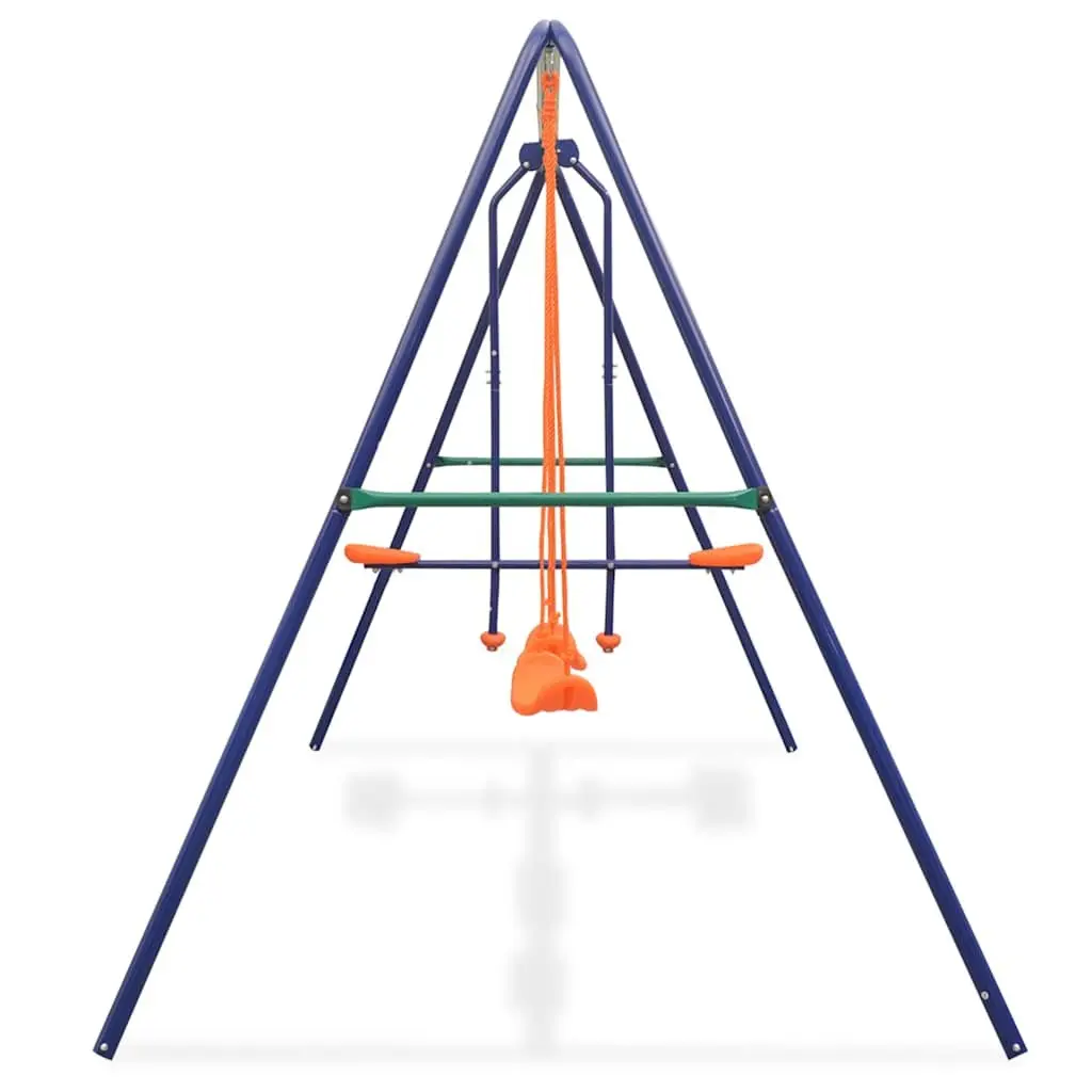 Swing Set Steel A-Frame 4 Seats Orange Outdoor Play Equipment