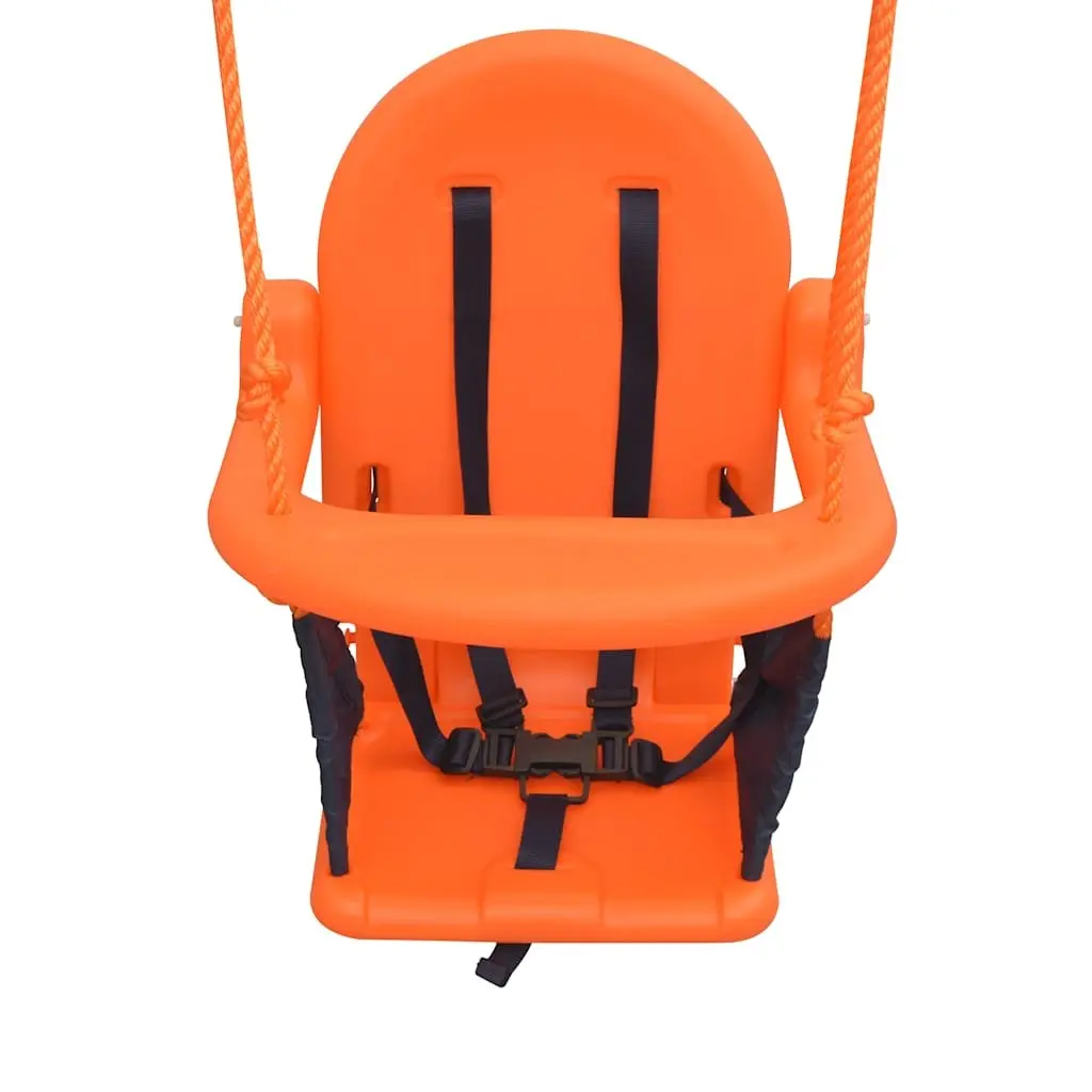 Toddler Swing Set Steel Frame High Back Seat Orange