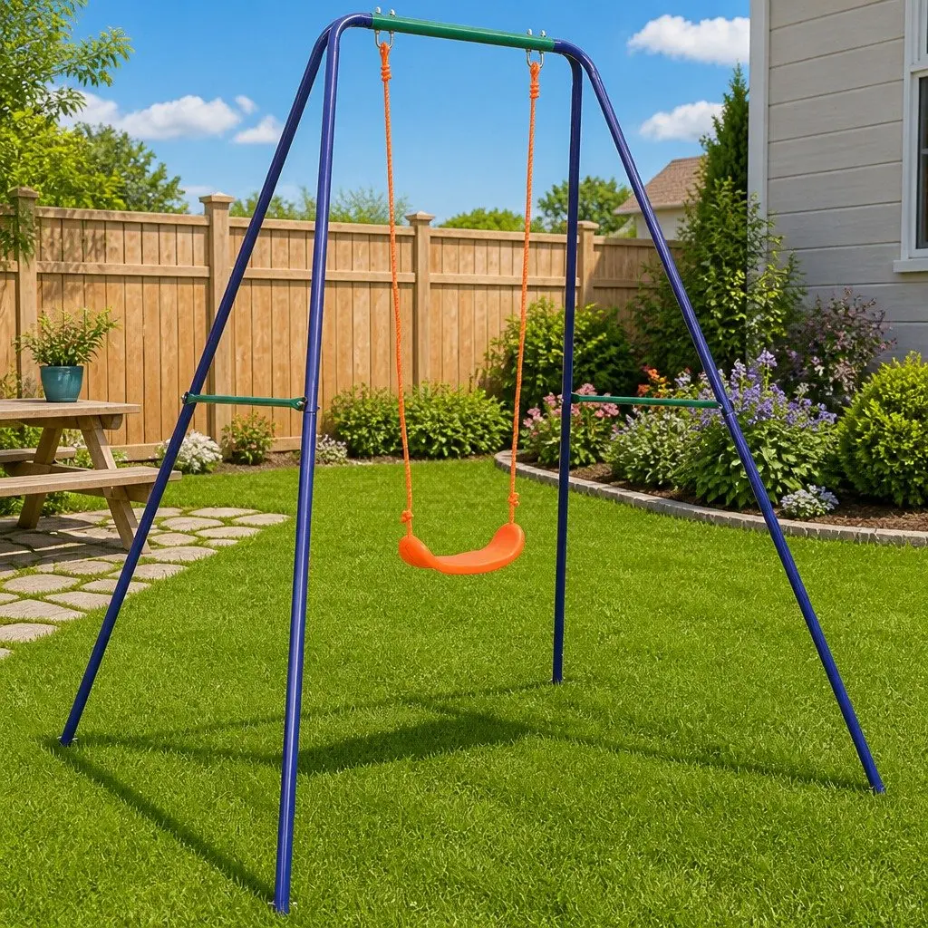 Single Swing Steel Frame Orange Outdoor Play Equipment A-Frame
