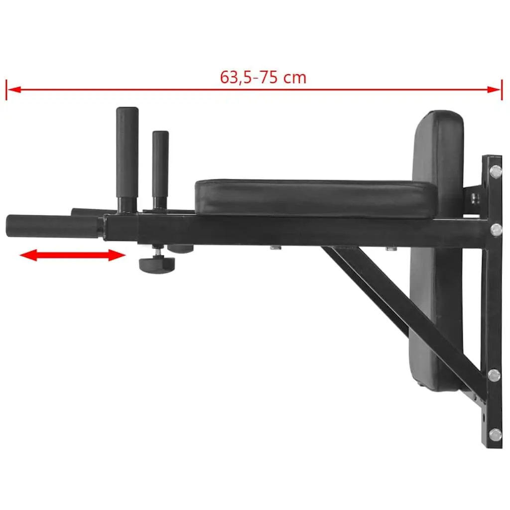 Wall-Mounted Dip Station Strength Training Equipment Adjustable Black
