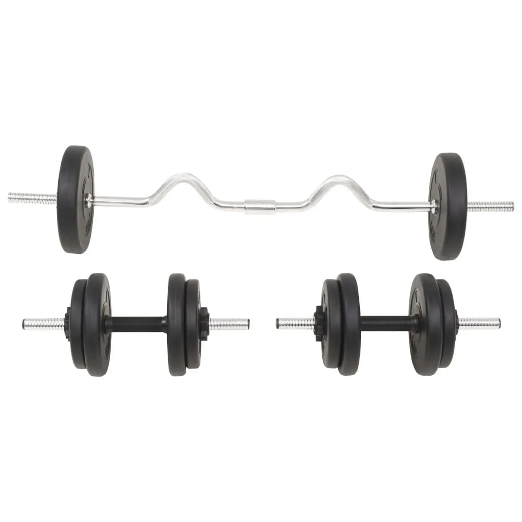 Barbell and Dumbbell Set 30kg Cement with Plastic Shell Black