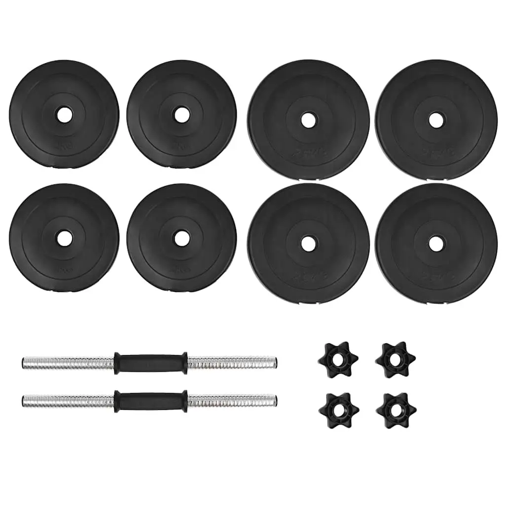 Dumbbell Set 20kg Cement Plastic 14 Piece Black