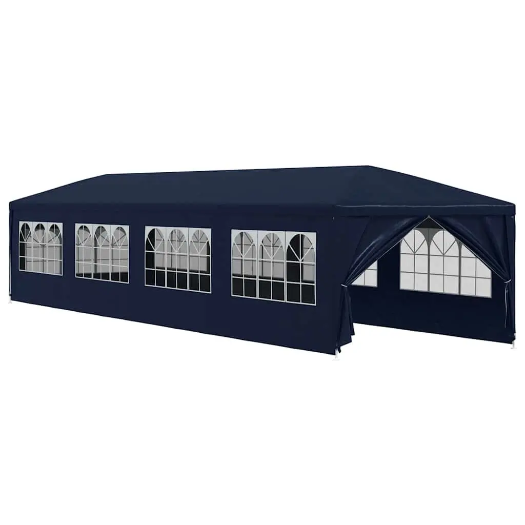 Outdoor Party Tent Canopy Blue Polyethylene 3x12m with Removable Panels and Steel Frame