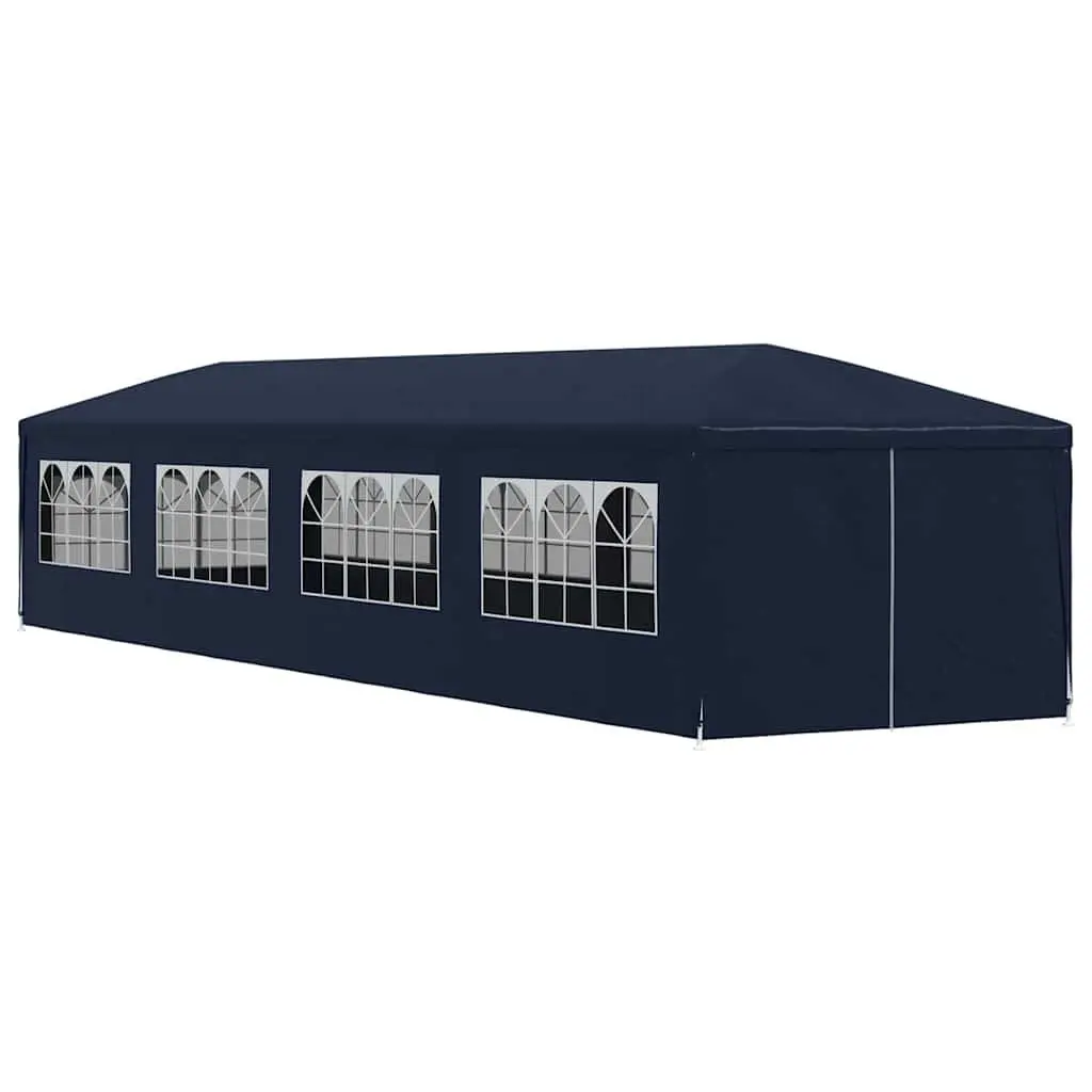 Outdoor Party Tent Canopy Blue Polyethylene 3x12m with Removable Panels and Steel Frame