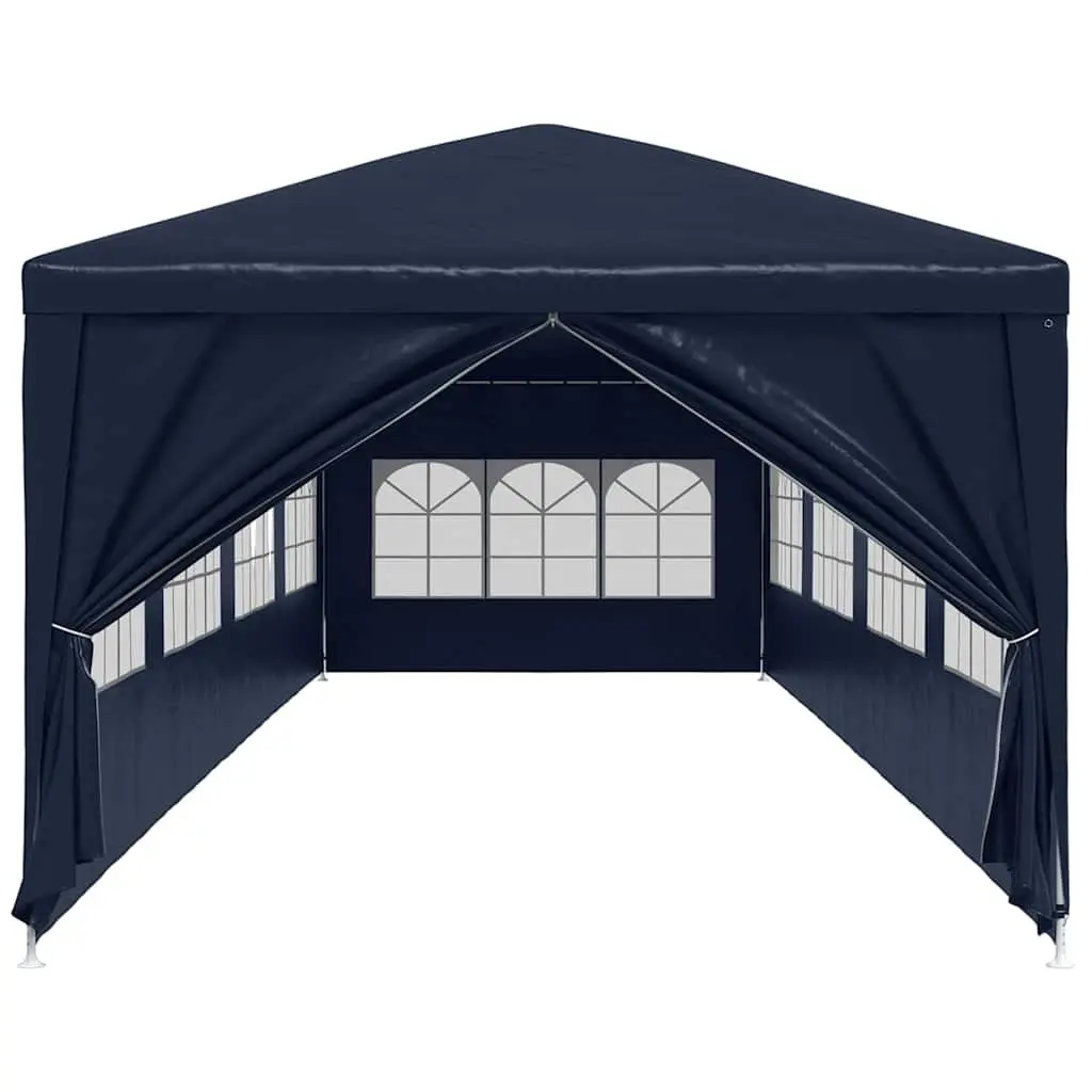 Outdoor Party Tent Canopy Blue Polyethylene 3x12m with Removable Panels and Steel Frame