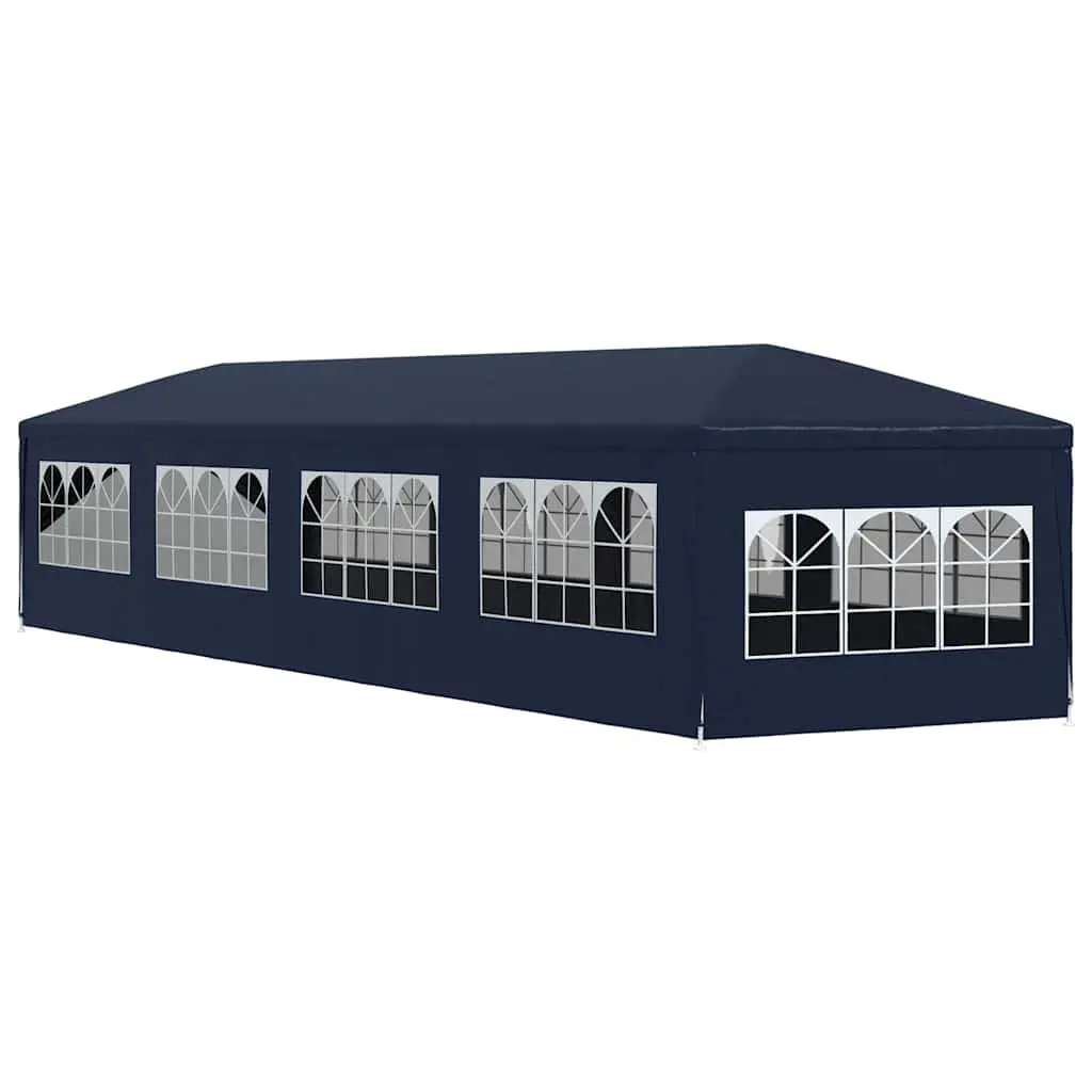 Outdoor Party Tent Canopy Blue Polyethylene 3x12m with Removable Panels and Steel Frame