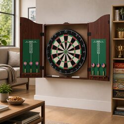 Indoor Dartboard and Cabinet Set for Home Use