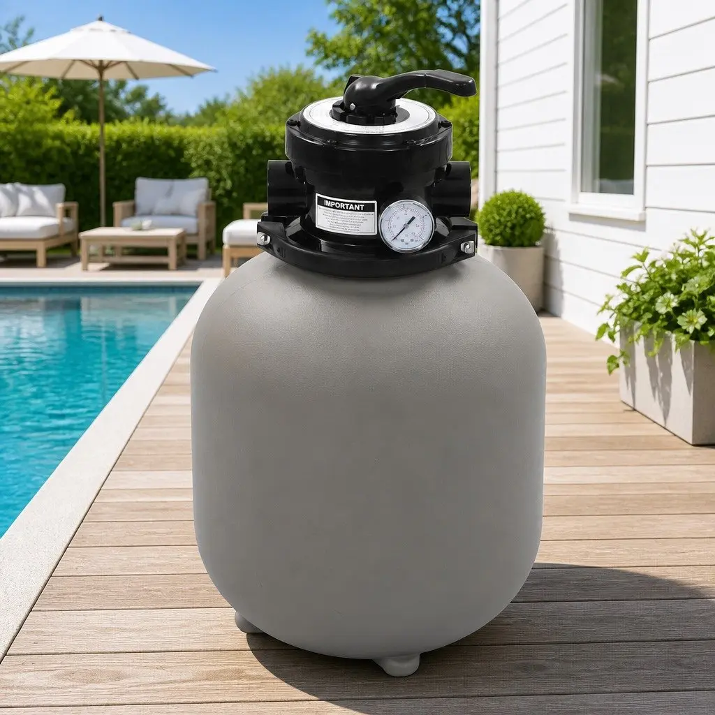 Pool Sand Filter High-Density Polyethylene 350mm Grey 4 Position Multiport Valve