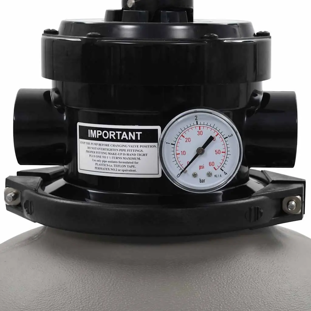 Pool Sand Filter High-Density Polyethylene 350mm Grey 4 Position Multiport Valve