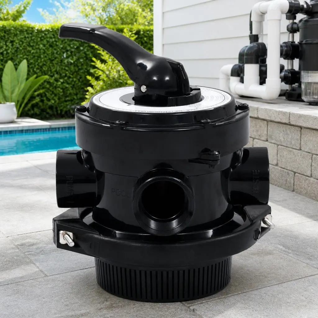 Multiport Valve ABS 1.5 Inch 4-Way Top Mount for Pool Filter with Lever Handle