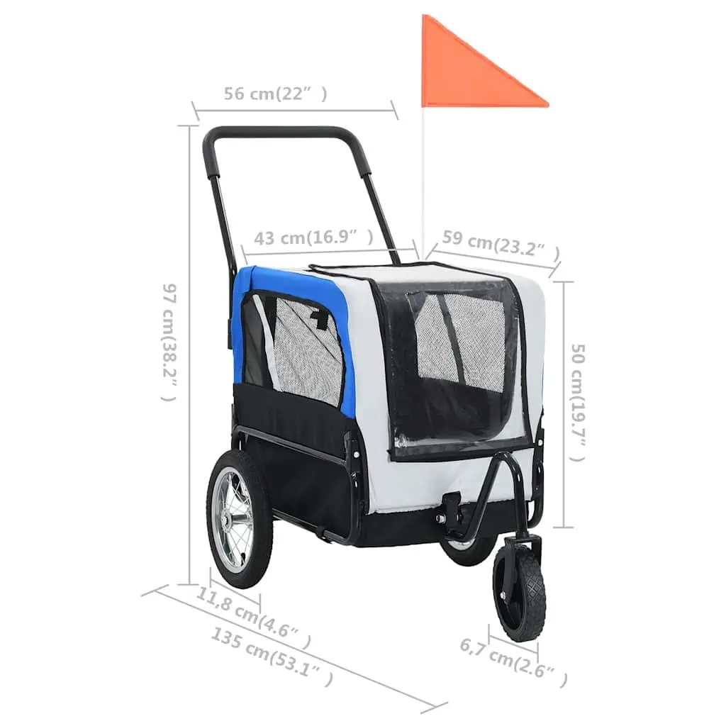 Pet Bike Trailer Jogging Stroller Steel Frame Oxford Fabric Grey
