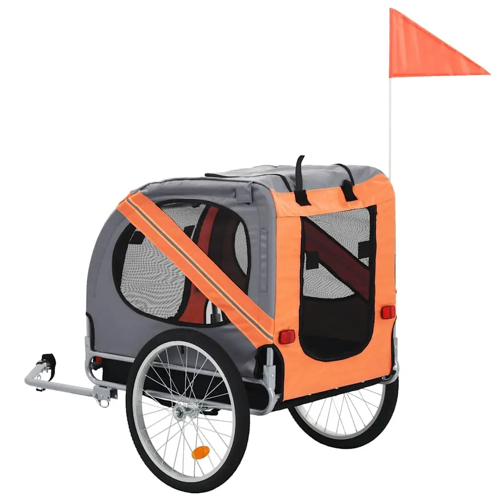 Pet Bike Trailer Steel Frame Oxford Fabric Foldable Grey