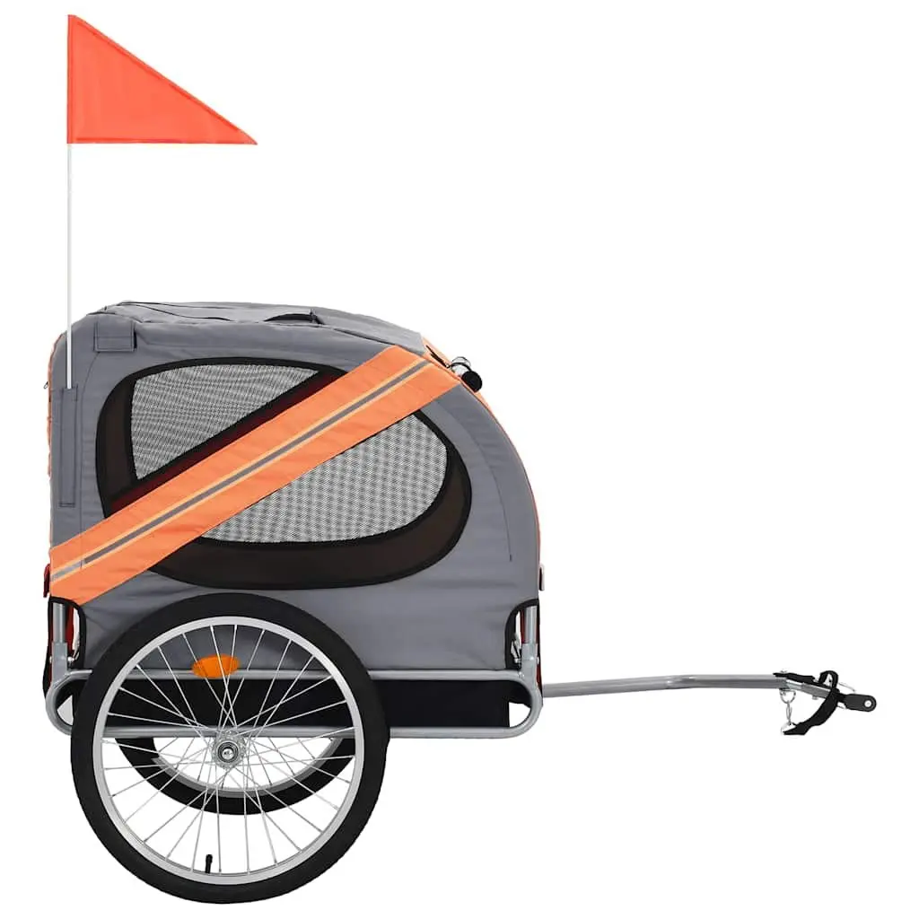 Pet Bike Trailer Steel Frame Oxford Fabric Foldable Grey