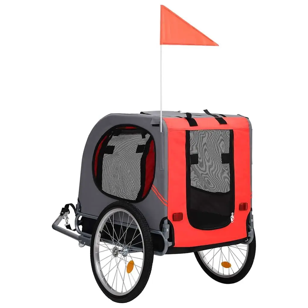 Pet Bike Trailer Steel Frame Oxford Fabric Black Foldable with Suspension and Mesh Windows