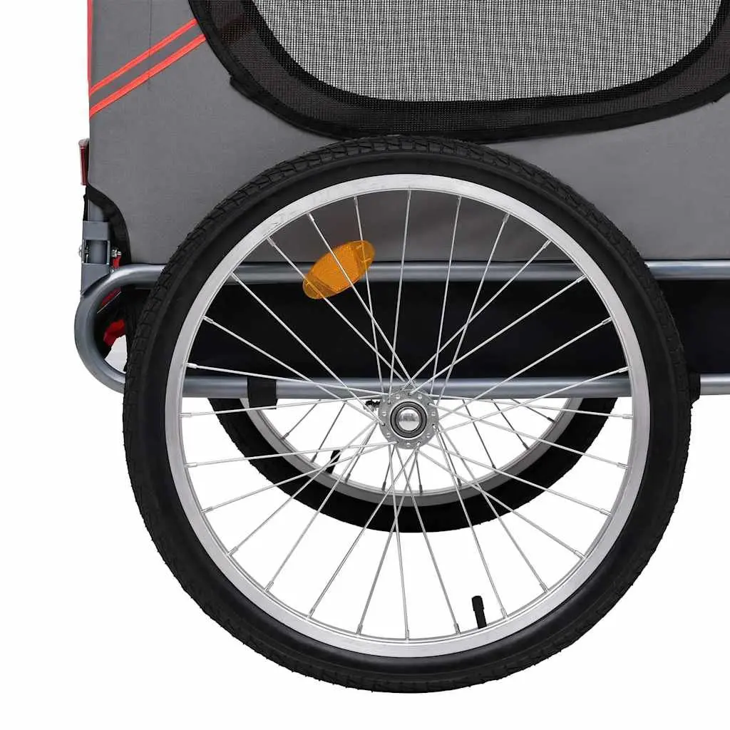 Pet Bike Trailer Steel Frame Oxford Fabric Black Foldable with Suspension and Mesh Windows