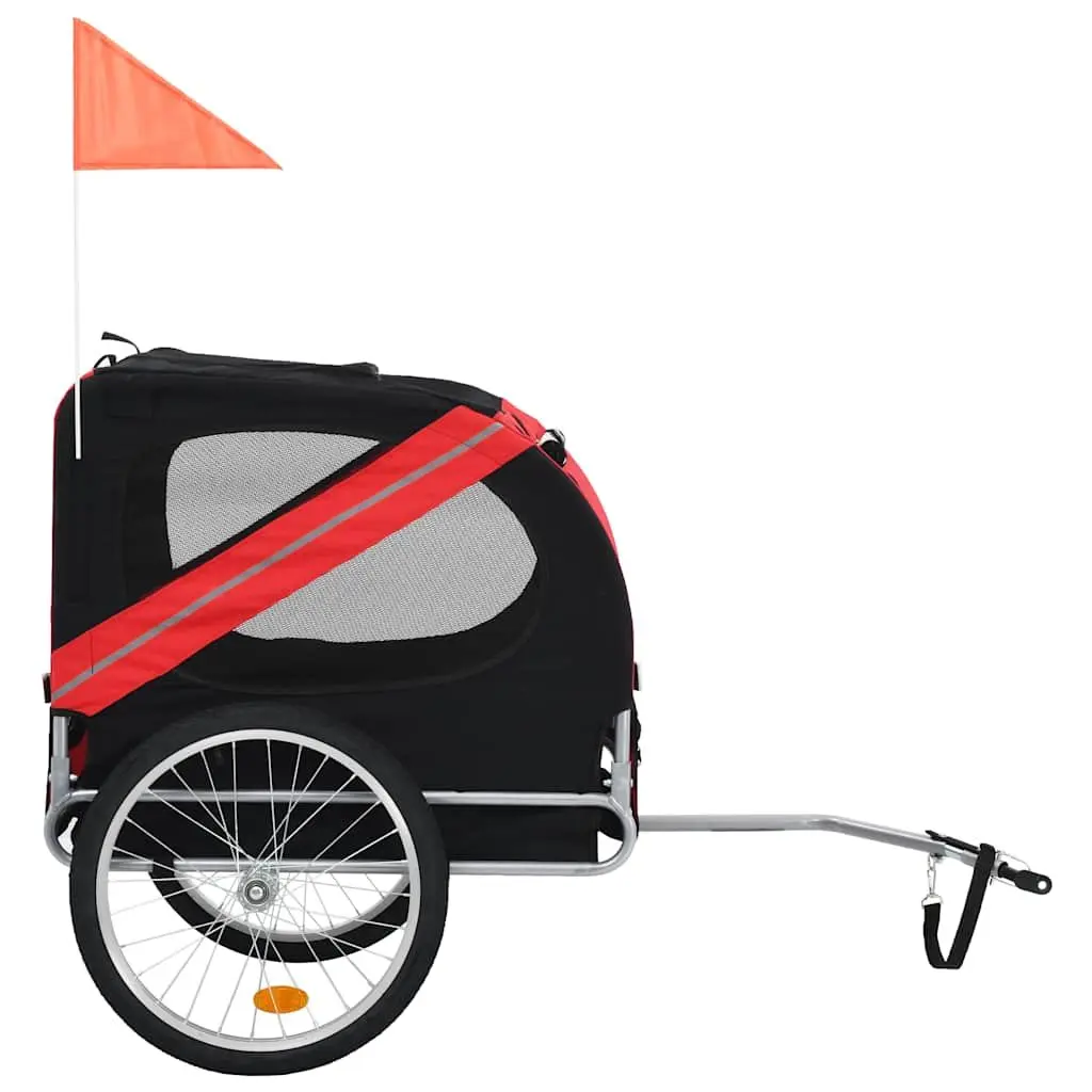 Pet Bike Trailer Steel Frame Oxford Fabric Foldable Black
