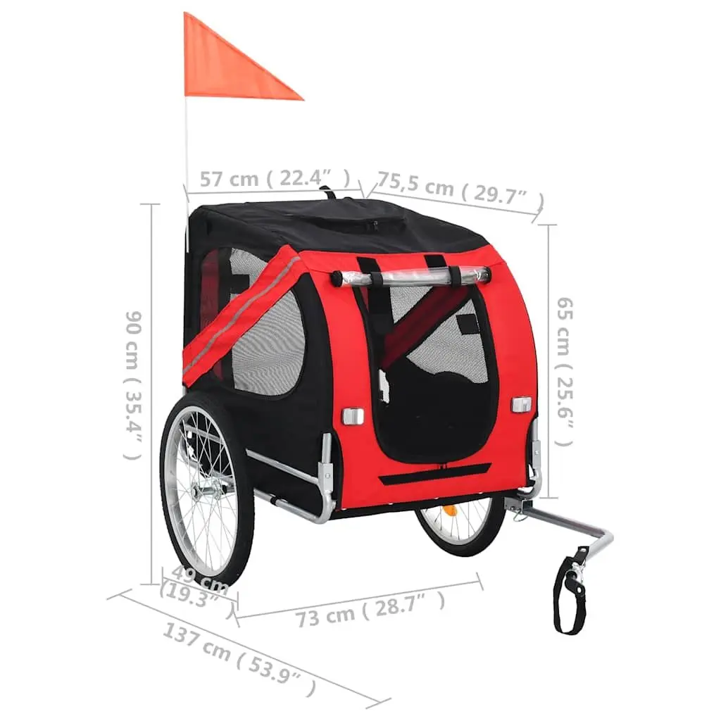 Pet Bike Trailer Steel Frame Oxford Fabric Foldable Black