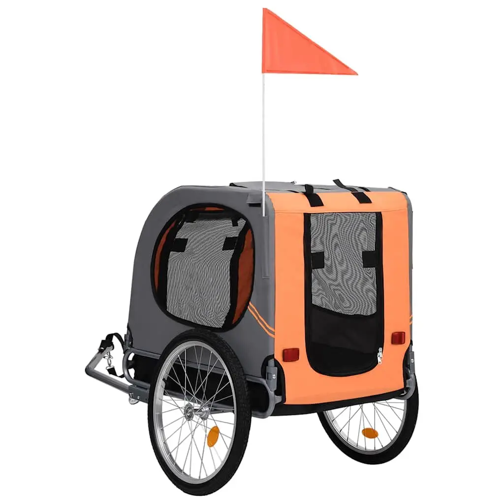 Dog Bike Trailer Steel Frame Oxford Fabric Foldable Grey