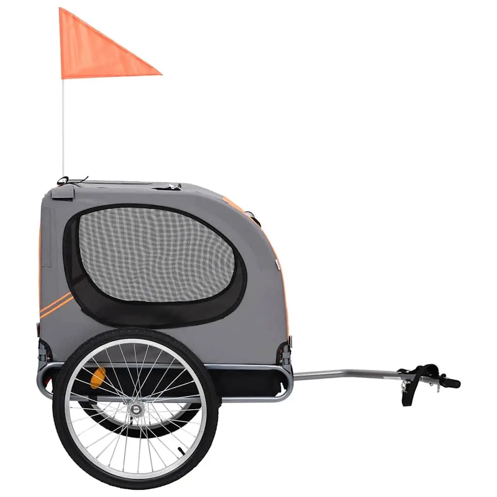 Dog Bike Trailer Steel Frame Oxford Fabric Foldable Grey