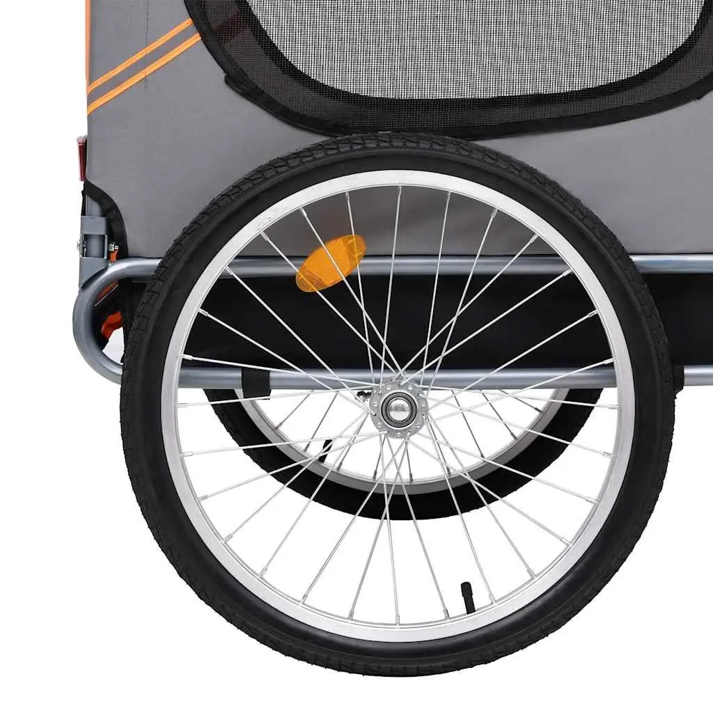 Dog Bike Trailer Steel Frame Oxford Fabric Foldable Grey