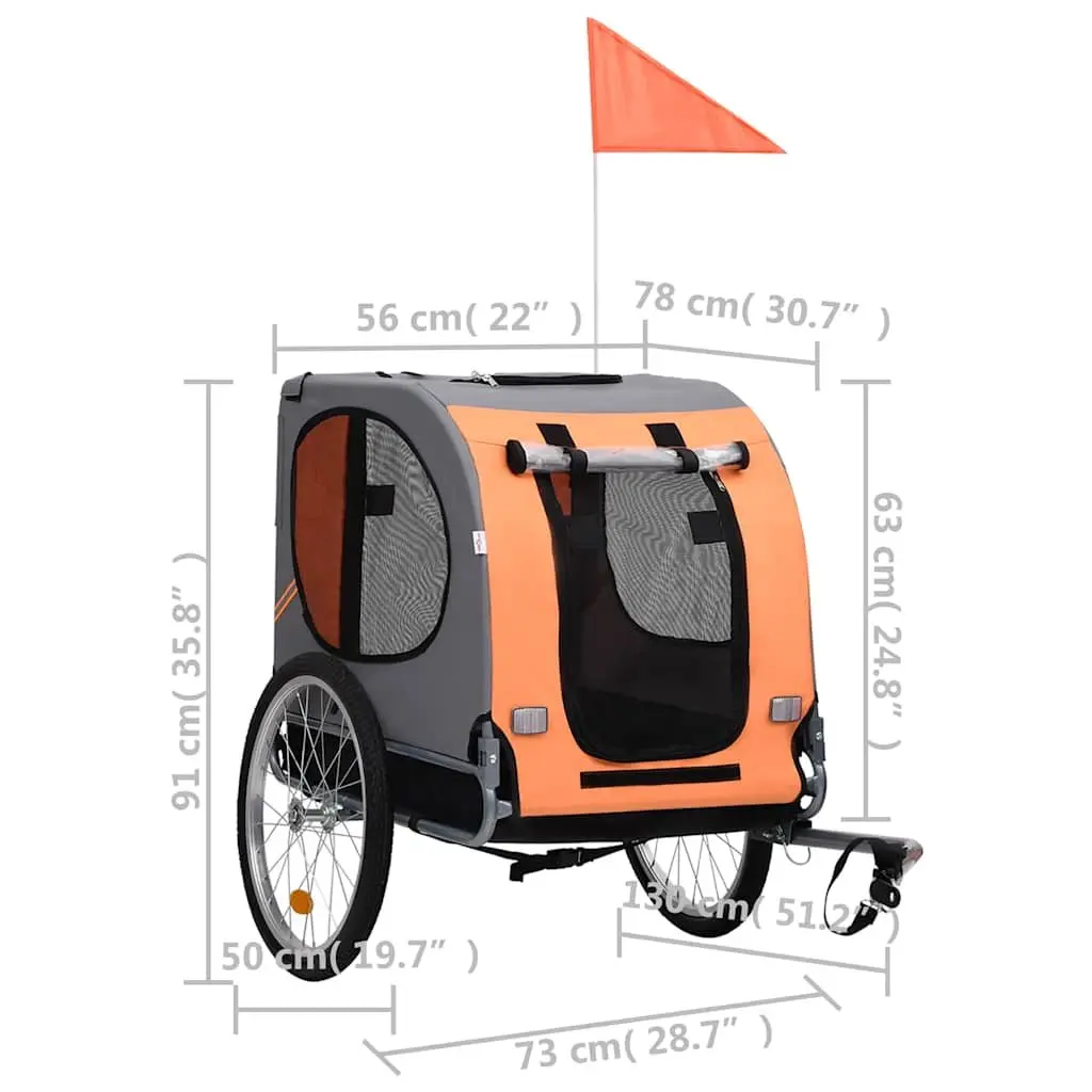 Dog Bike Trailer Steel Frame Oxford Fabric Foldable Grey