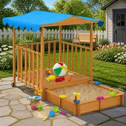 Ideal Outdoor Playhouse with Sandbox for Kids