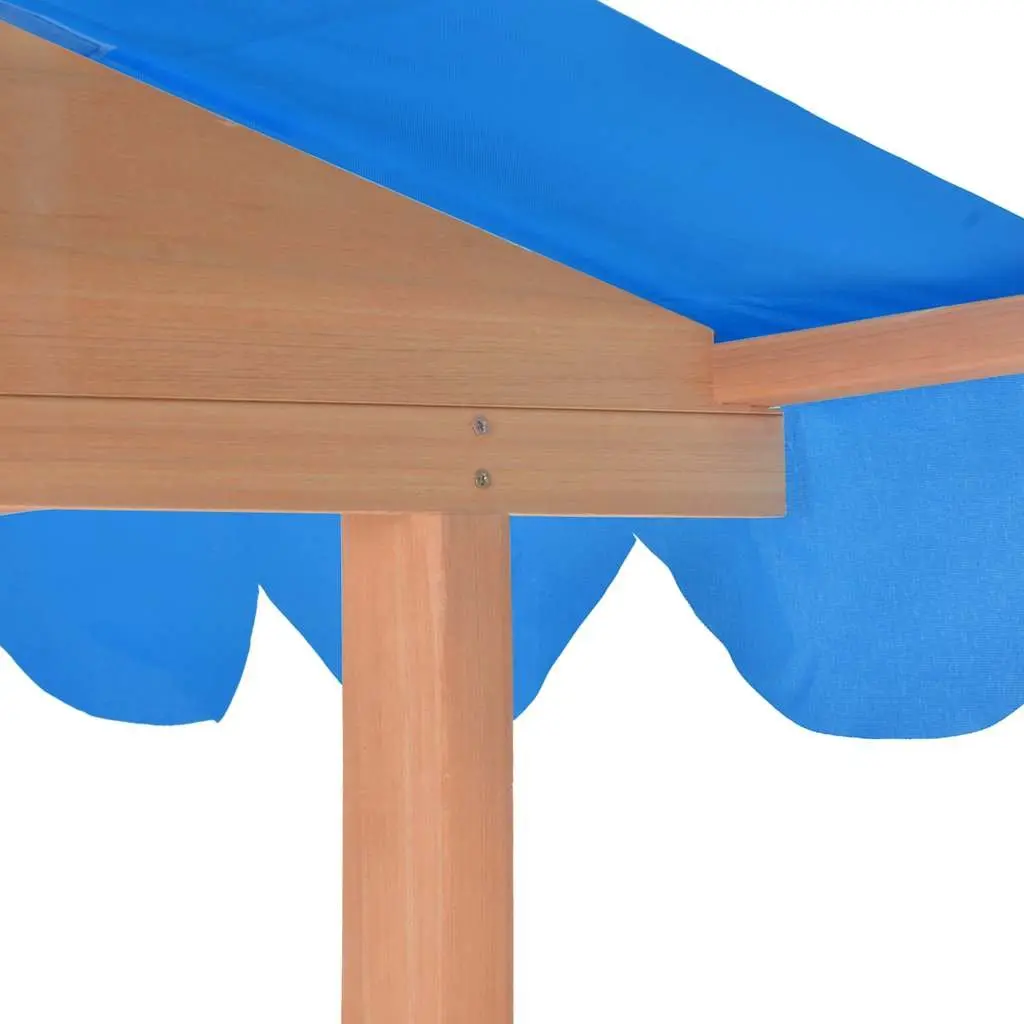 Kids Playhouse Fir Wood Blue UV50 Protection with Sandbox Garden Outdoor