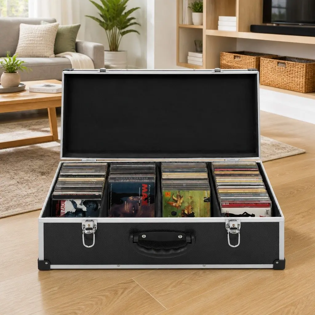 CD Case Organiser Wood with ABS Layer 80 CDs Black